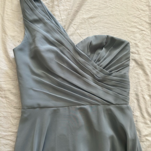 Davids Bridal -  Dusty Blue -  Bridesmaid Dress - One Shoulder - Picture 5 of 8